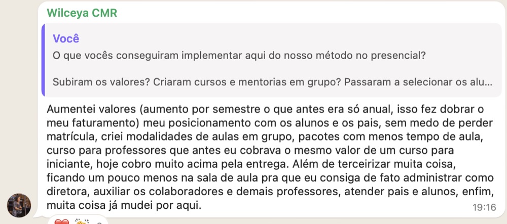 Depoimento de aluno